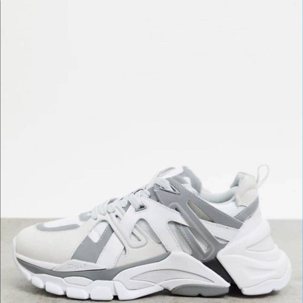 ASH flash chunky sneakers in white with silver